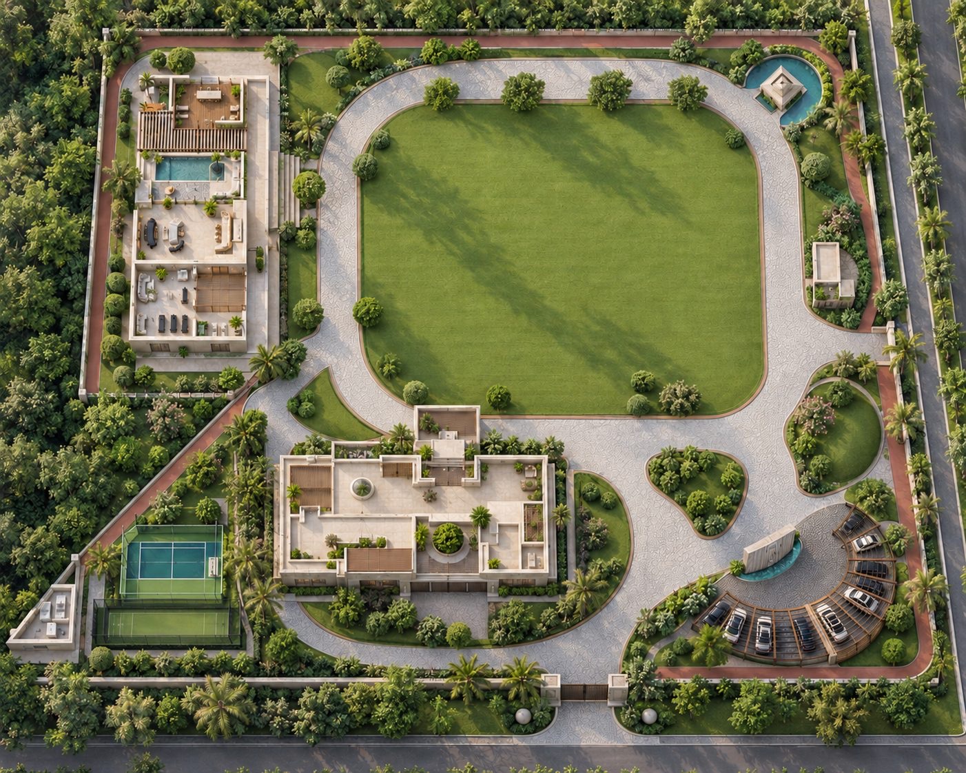 Chhawla Farm — aerial render of the completed estate